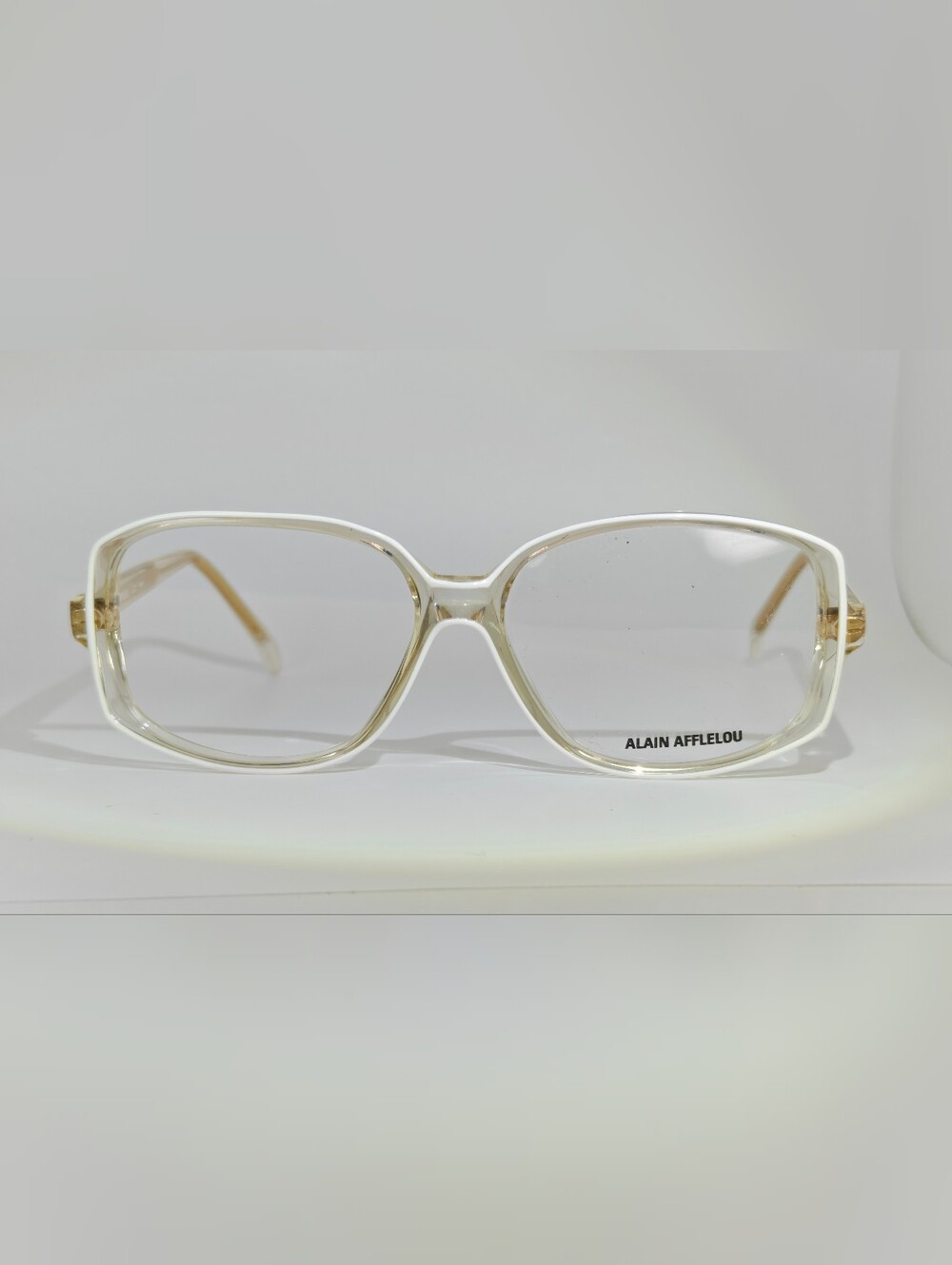 Alan Afflelou. Women's Clear Champagne Frame Glasses 1970s.